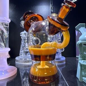 Amber and Yellow Glass Water Pipe